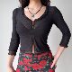 Go Girl Go ແບບ homemade ເອີຣົບແລະອາເມລິກາ cardigan ຕາຫນ່າງຊັ້ນນອກບາງໆສໍາລັບແມ່ຍິງ summer ແຂນສາມສ່ວນສີ່ສ່ວນເທິງທີ່ມີກະໂປງ