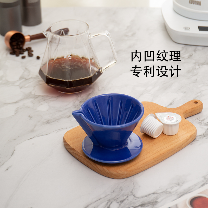 手冲陶瓷咖啡滤杯套装免折叠滤纸V60过滤杯滴漏式锥形咖啡器具 - 图0