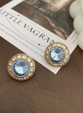 天然蓝色耳环项链微镶锆石