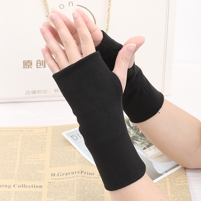 保暖手套冬季加绒加厚女半指学生写字骑车防寒男遮疤纹身手腕护套,淘宝优惠券,粉丝福利购,淘宝优惠卷