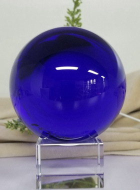 蓝色水晶球13厘米健身摆件