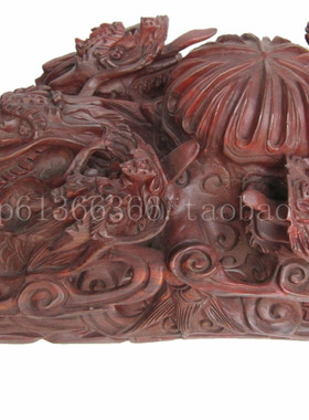 九龙如意吉祥摆件小叶红檀木雕刻