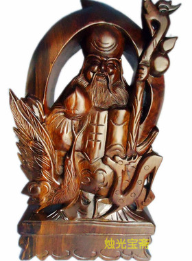 黑檀木南极仙翁雕像寿桃形状