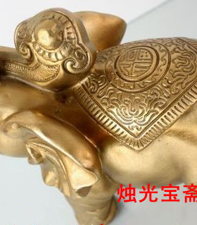 大象一对风水摆件纯铜质招财