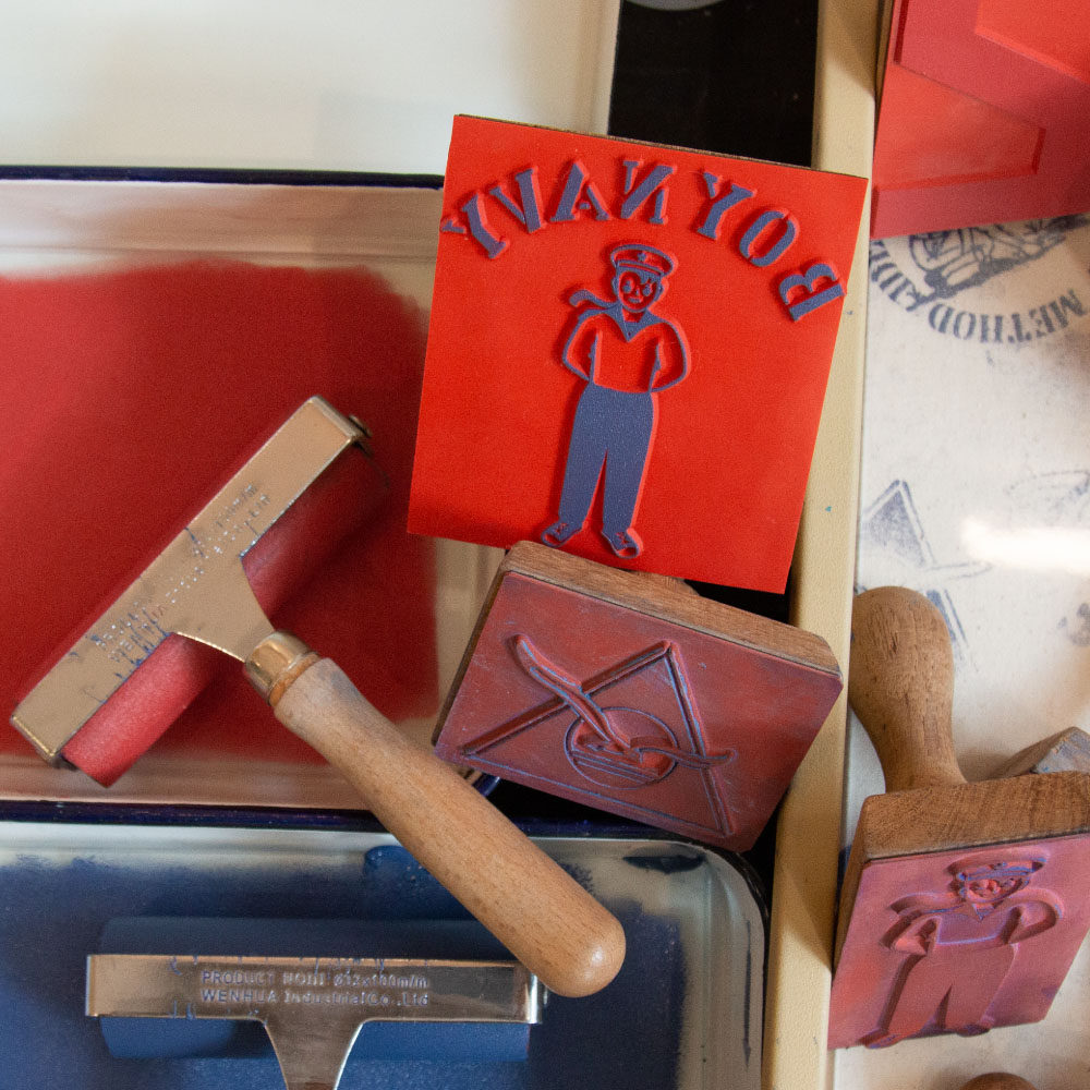 国棉壹厂瞭望小海军手工印花t男女同款美式复古撞色领纯棉短袖,淘宝优惠券,粉丝福利购,淘宝优惠卷