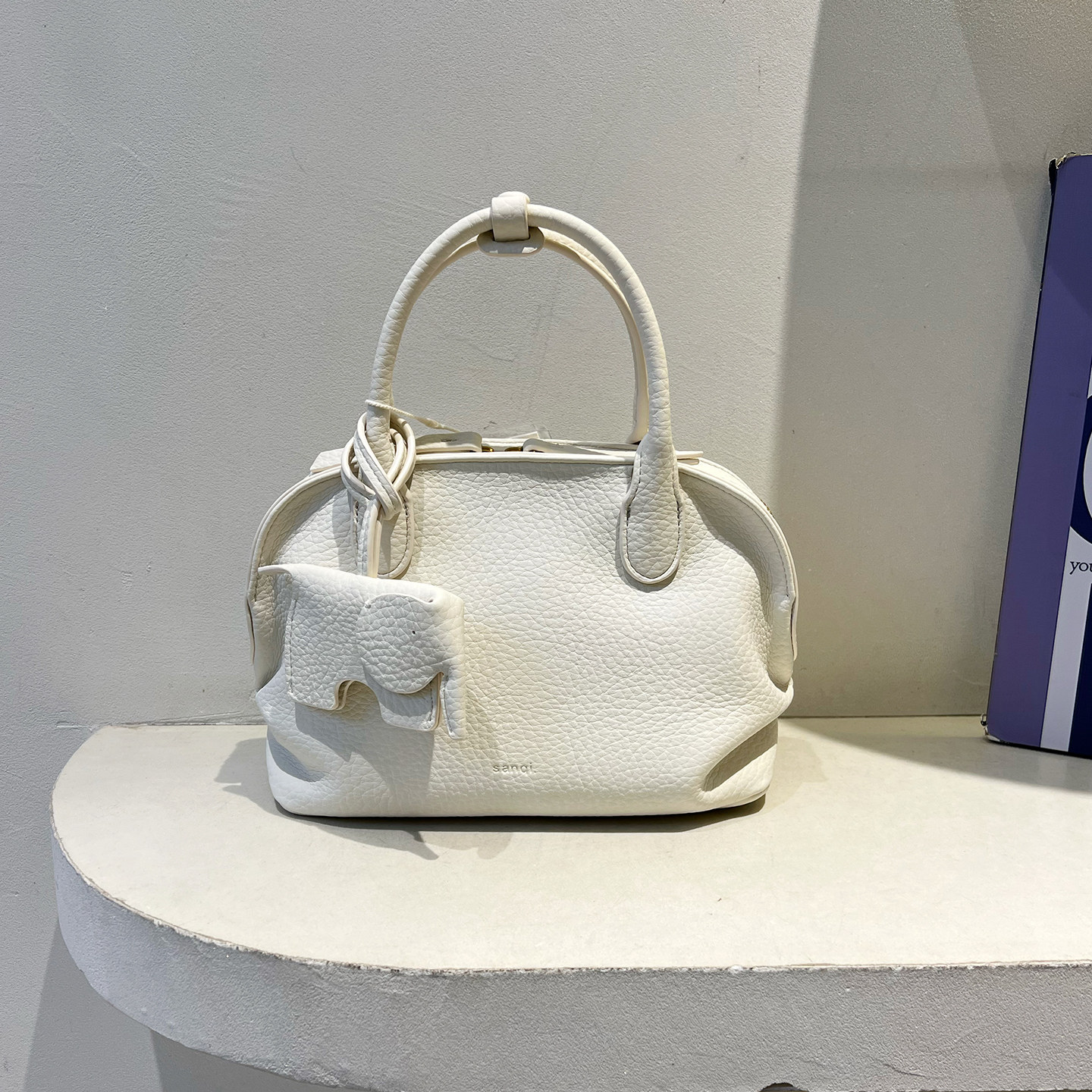 小众质感荔枝纹手提贝壳包时尚保龄球包女2025新款轻奢百搭斜挎包,淘宝优惠券,粉丝福利购,淘宝优惠卷