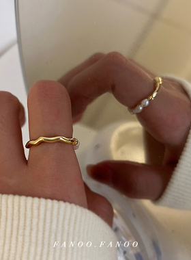 小众女天然珍珠戒指复古