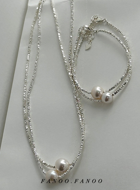 纯银施家珍珠碎银几两手链女