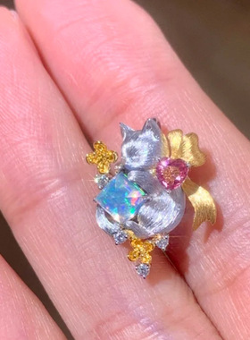 慵懒小猫蝴蝶结拉丝项链送女友