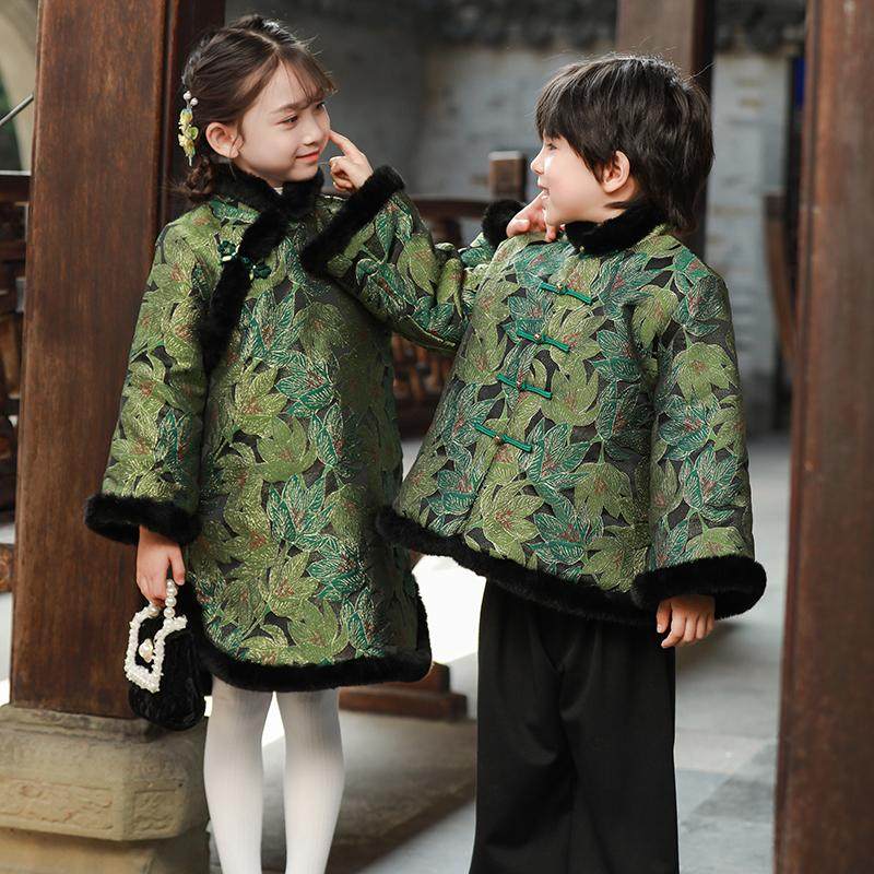 儿童拜年服冬季加厚男女童唐装兄妹装旗袍棉衣姐弟同款汉服外套,淘宝优惠券,粉丝福利购,淘宝优惠卷