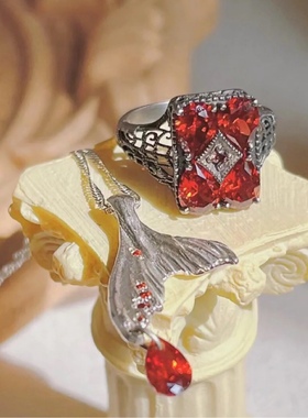 恋与深空人鱼之泪原创 鲸鱼尾项链纯银小众吊坠大翅鲸情侣男款