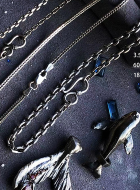 原创个性时尚太角项链锁骨链泰银复古手工链子毛衣链男士百搭素链