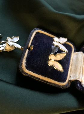 造物星球一一贝母蝴蝶银针耳夹