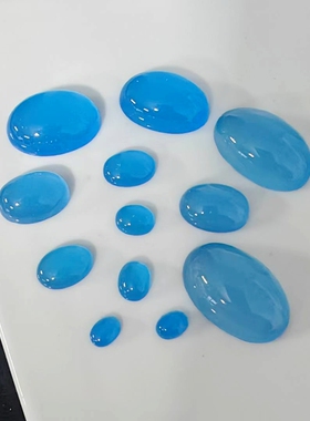 浅蓝色仿玛瑙树脂猫眼光感戒面椭圆蛋面发簪镶嵌材料diy宝石贴片