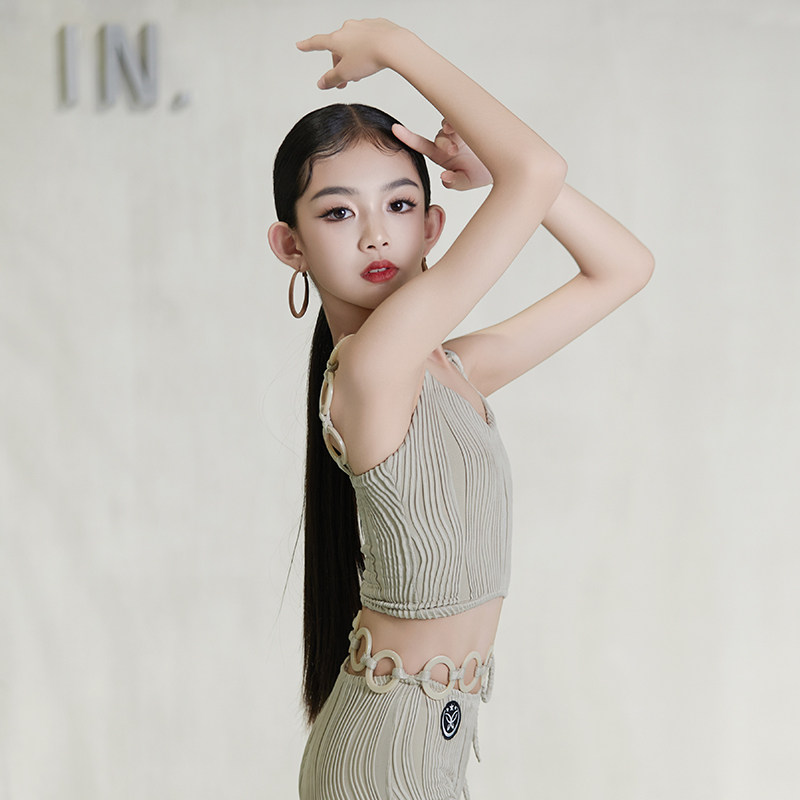 星辰舞服拉丁舞练习套装裤装显瘦显身材舒适双色白搭女童成人同款