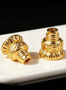 归真居新款铜镀金塔头星月凤眼三通配件佛塔念珠佛头塔帽配饰佛塔