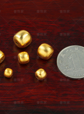 归真居小金珠隔珠隔片手链手绳串珠散珠沙金手工diy配件黄金色桶