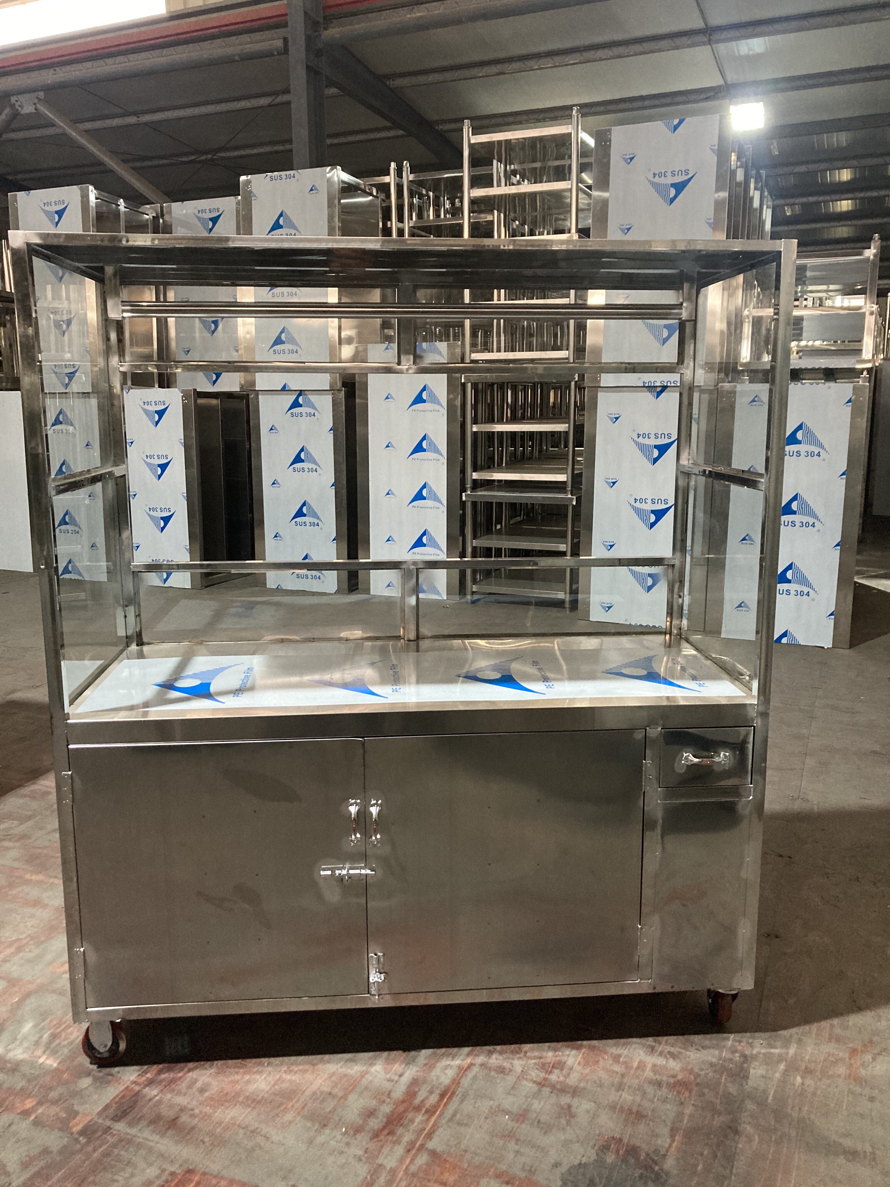 手推车摆摊小推车烧腊车不锈钢明档车快餐车多功能外卖车厂家直发