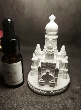 法式温柔风白色建筑香薰摆件