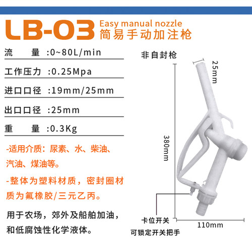 塑料尿素加注枪化工枪/手动化学加注枪/防腐蚀车用尿素手动加油枪 - 图2