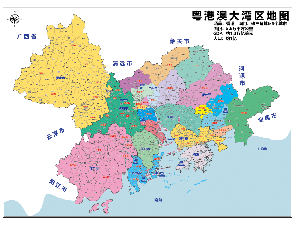 地图定制粤港澳大湾区房产小区图广州市区域图办公室挂画贴图包邮 - 图1