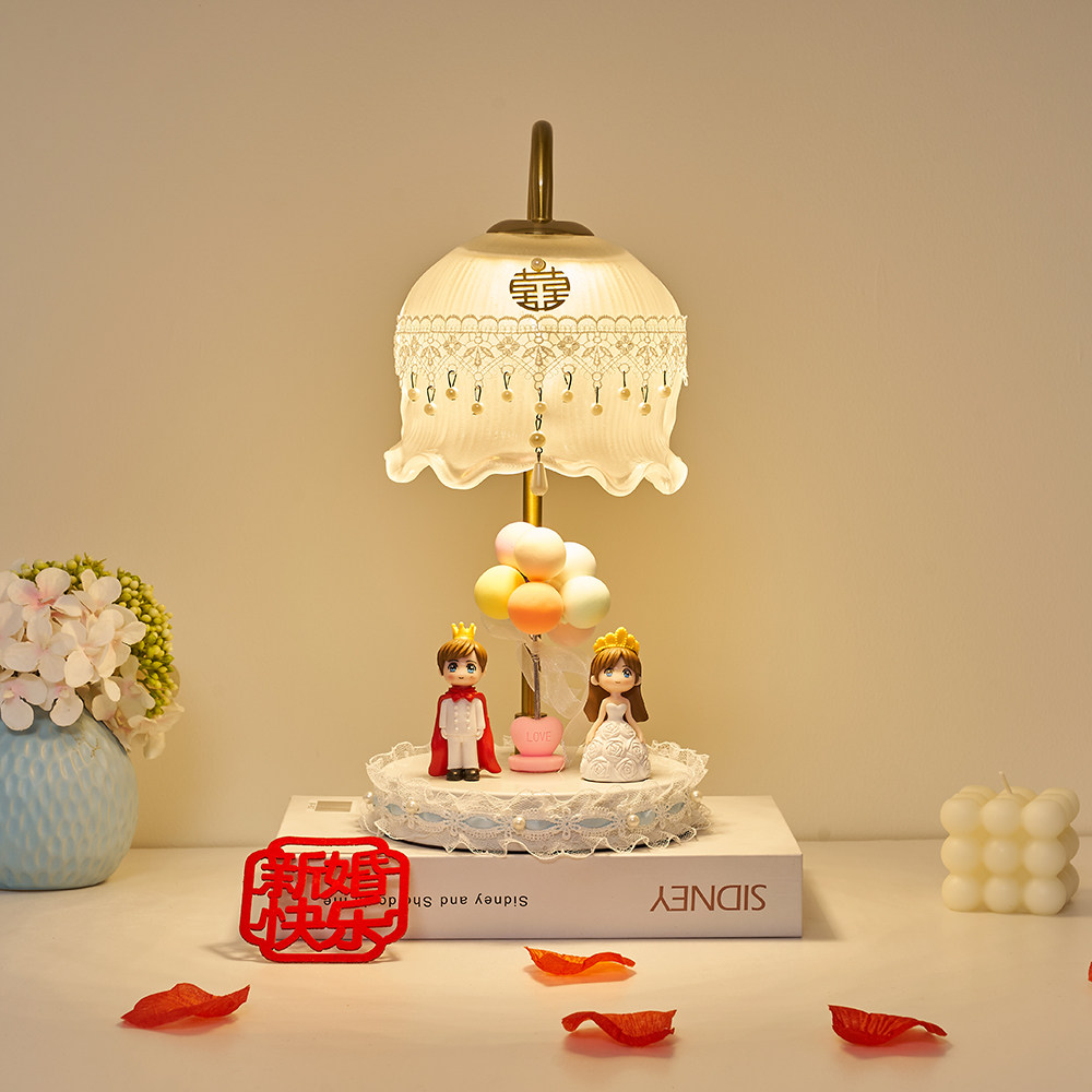 结婚台灯送新人闺蜜礼物高档礼品新娘新婚陪嫁卧室床头长明灯新款