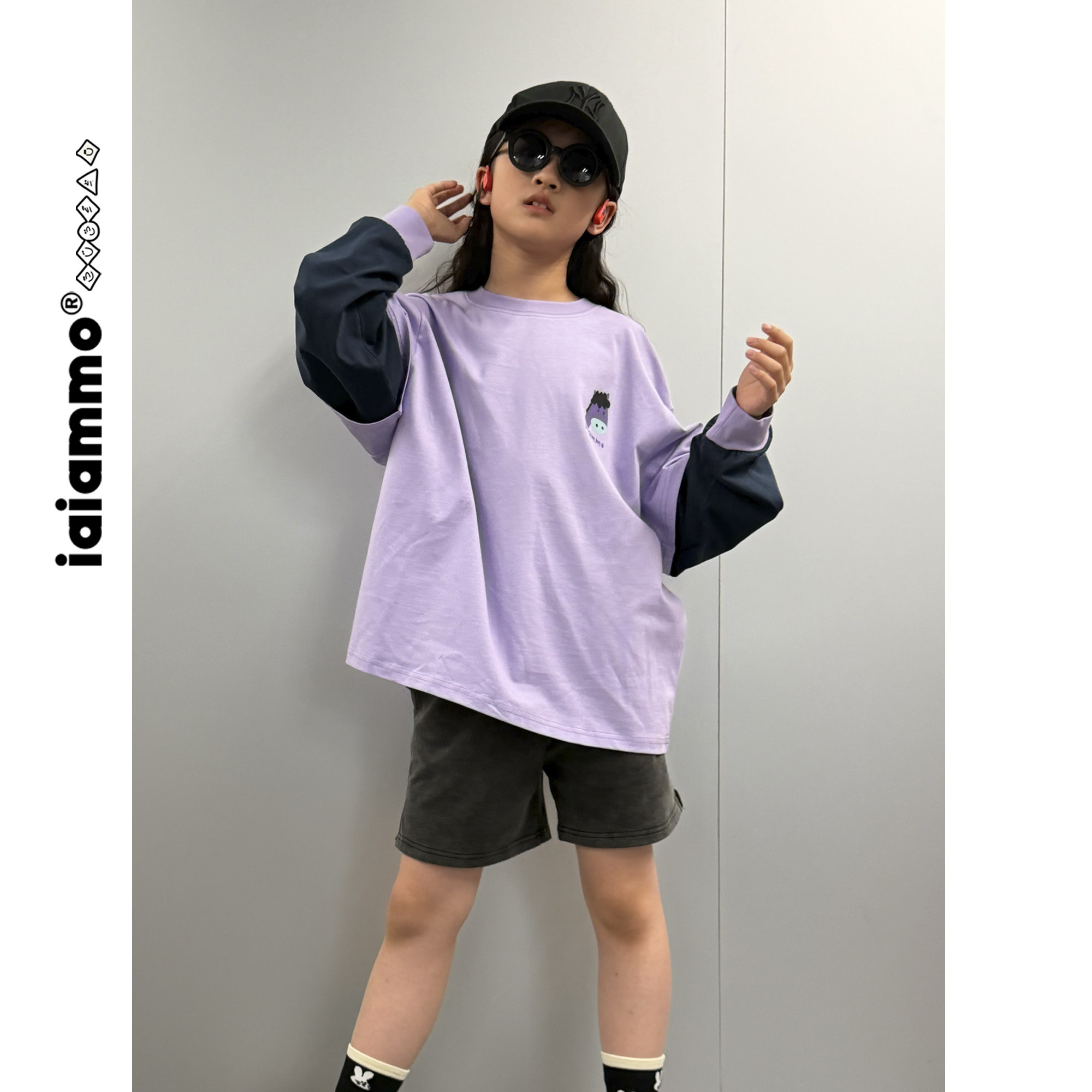 iaiammo丨原创新年「紫气东来」小马撞色假两件男女中大童装长T恤,淘宝优惠券,粉丝福利购,淘宝优惠卷