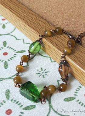 原创设计手作新品复古时髦别致设计人工宝石装饰艺术手链饰品女