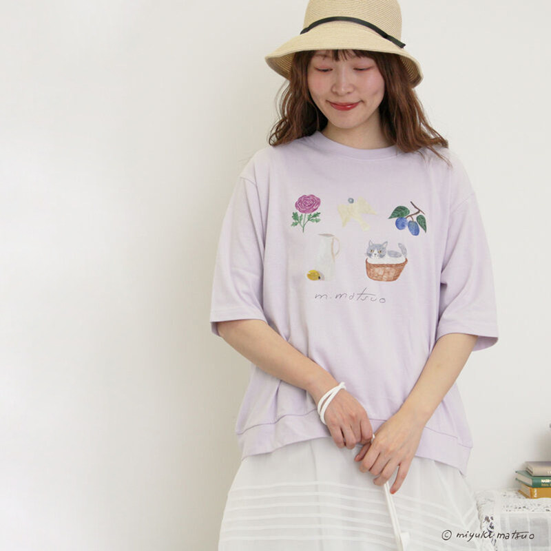 日单森女风日系SM涤棉卡通动物小花印花宽松圆领短袖T恤上衣小衫,淘宝优惠券,粉丝福利购,淘宝优惠卷