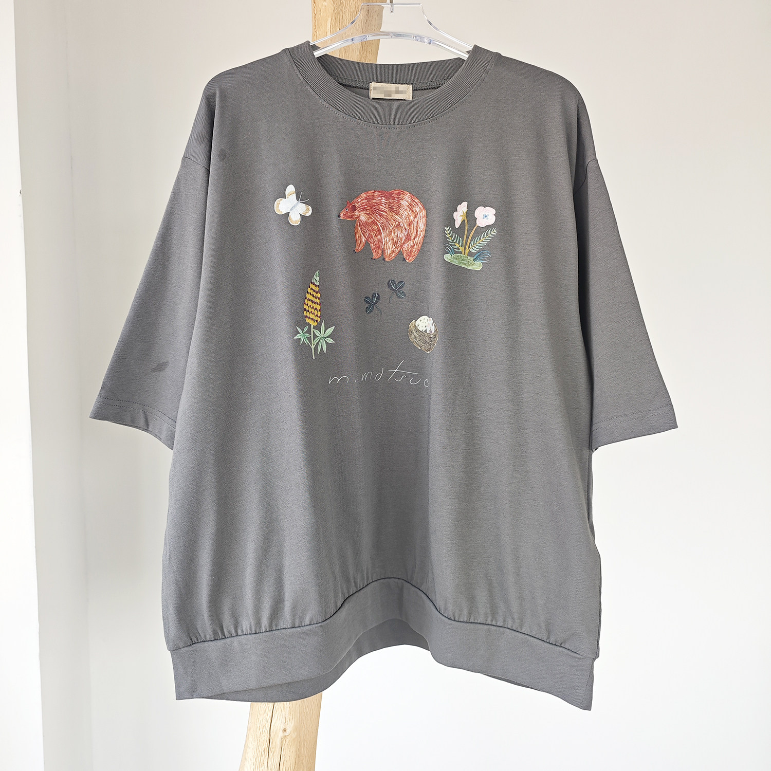 日单森女风日系SM涤棉卡通动物小花印花宽松圆领短袖T恤上衣小衫,淘宝优惠券,粉丝福利购,淘宝优惠卷