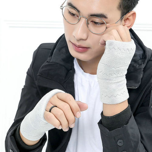 半指手套女冬季男加绒保暖半截可爱学生写字漏指露指冬天打字毛绒 - 图2