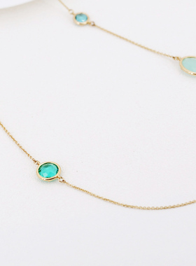 欧美小众设计绿色水晶新款吊坠