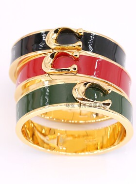 C家宽版彩色珐琅滴油彩色C字手镯简约雅致时尚百搭多款入