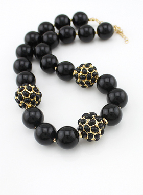 kjl黑色珍珠个性圆珠项链锁骨链