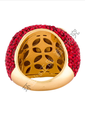 小众设计ks Dashing Beauty Apple Ring满钻红苹果复古戒指