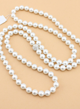 百搭90cm长直径08cm玻璃项链珍珠