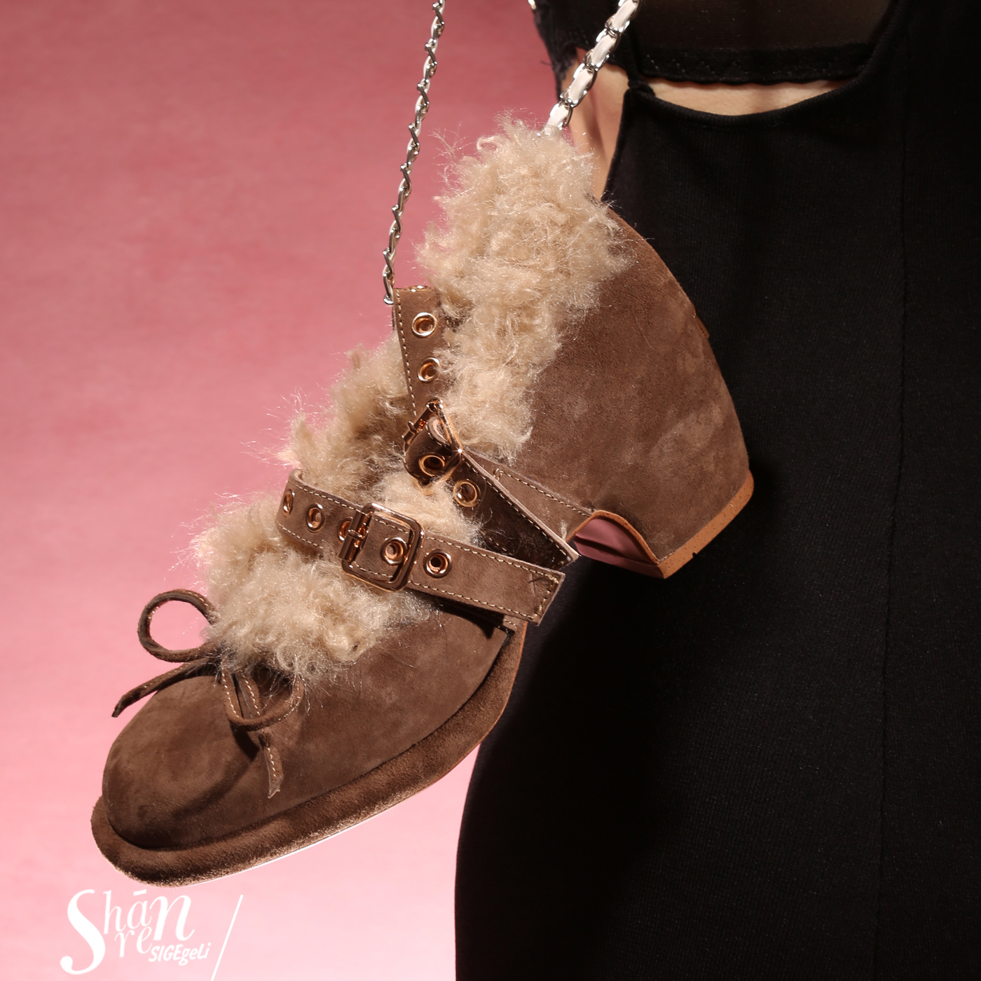 ShānRen法式复古羊羔毛芭蕾鞋女厚底粗跟增高玛丽珍鞋女毛毛鞋子 - 图3