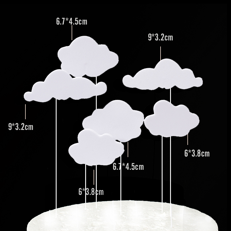 10个装毛球云朵生日蛋糕装饰网红立体热气球月亮插件插牌派对插旗-图2
