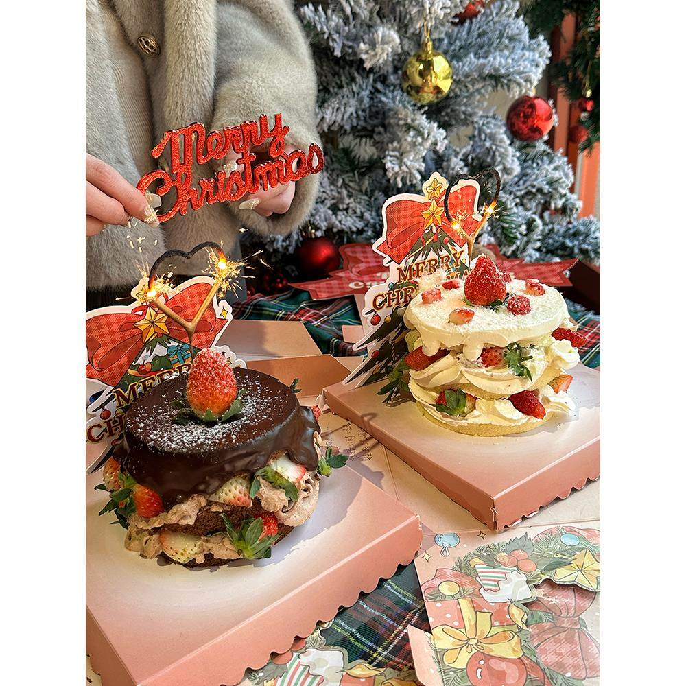 抱抱酱网红圣诞节草圈蝴蝶结惊喜蛋糕包装盒圣诞树装饰插件套装,淘宝优惠券,粉丝福利购,淘宝优惠卷