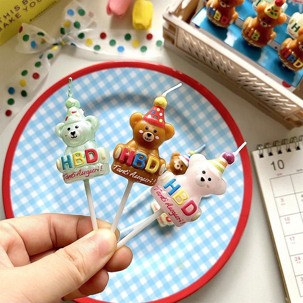 可爱卡通小熊蜡烛蛋糕装饰摆件ins蜡烛儿童生日派对烘焙装扮插件,淘宝优惠券,粉丝福利购,淘宝优惠卷