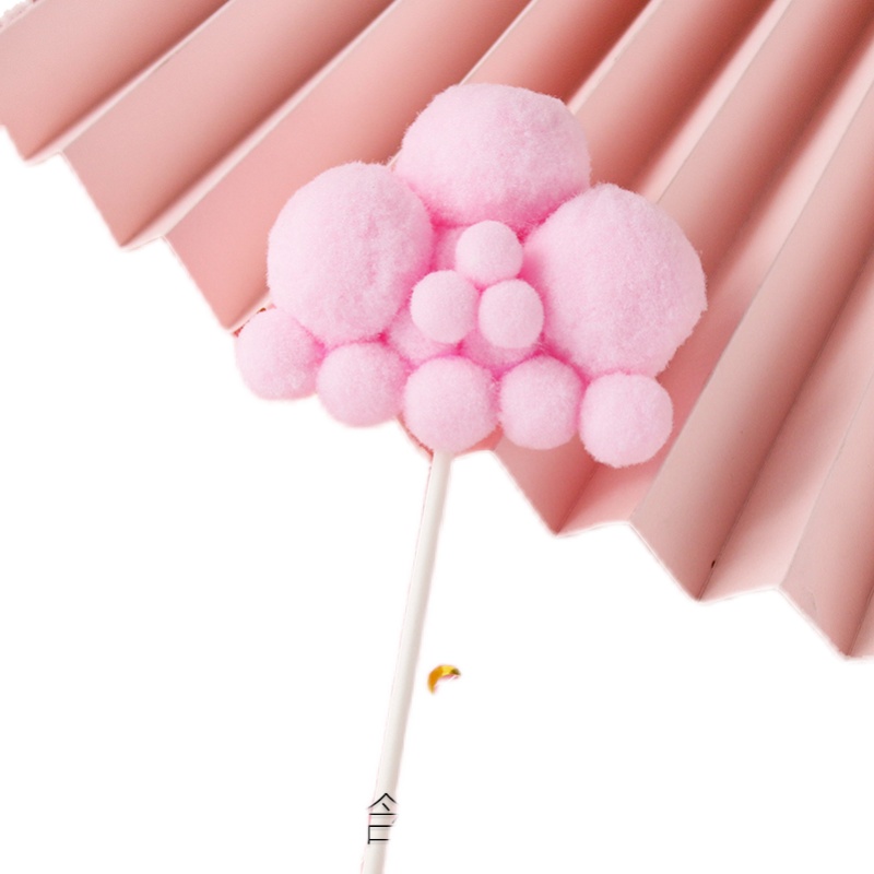 10个装白云毛球云朵蛋糕装饰摆件立体插件生日热气球月亮插牌插旗 - 图3