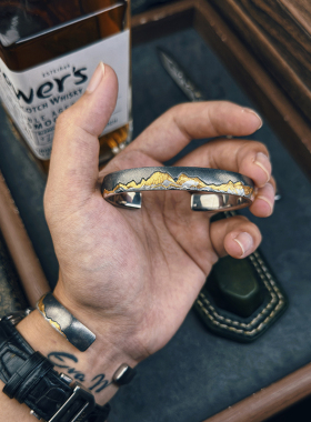 巴赫铁翦金工艺陨铁日照金山手镯