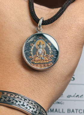 巴赫工作室大日如来唐卡国家非遗手工铁翦金工艺吊坠男女项链圆形