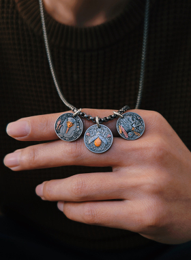 巴赫工作室流浪者币圣甲虫国家非遗古法铁翦金工艺雕金陨铁挂坠