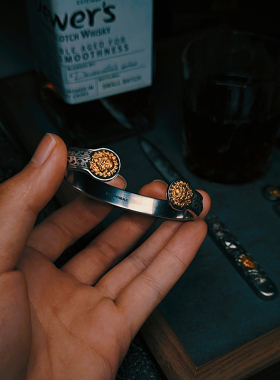 巴赫工作室古法铁翦金工艺手镯