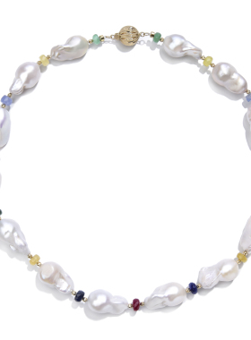 天然复古小众异形珍珠锁骨链