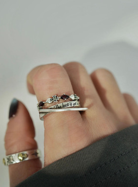 睡莲生生世世 原创设计925纯银无限循环星球马眼元素戒指个性指环