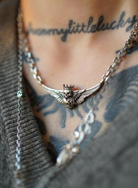 骷髅元素翅膀爱心皇冠925纯银