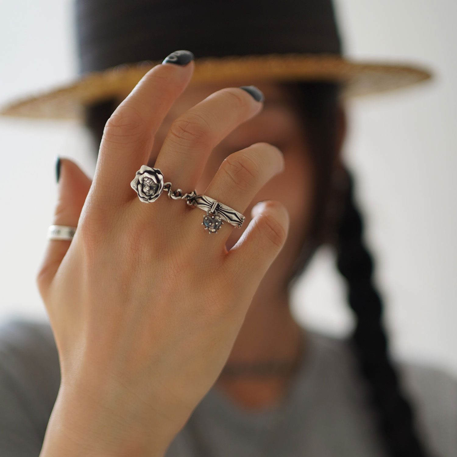 Original design 925 sterling silver ring rose flower