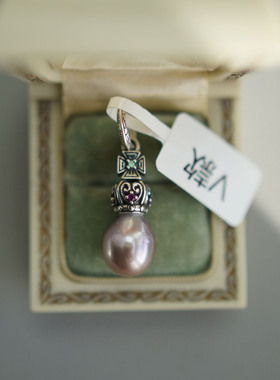 睡莲生生世世 原创设计925纯银皇冠吊坠天然珍珠挂坠 一物一款